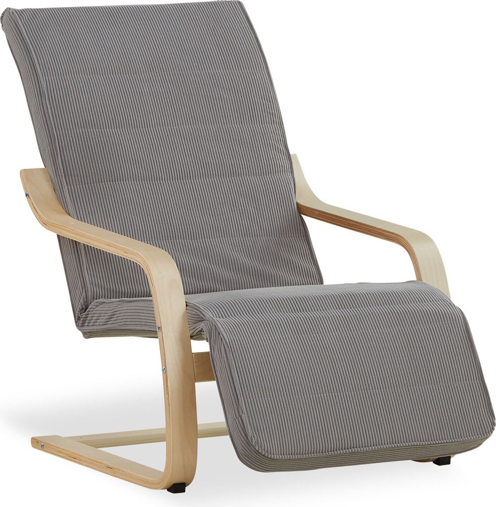 Fauteuil relax avec repose-pieds Côtelé Gris Foncé Fauteuil Image du produit 