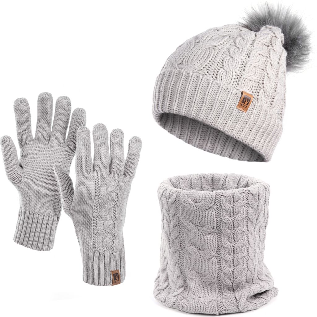 Damen Wintermütze Schlauchschal Handschuhe 3 teiliges Set | Produktbild 