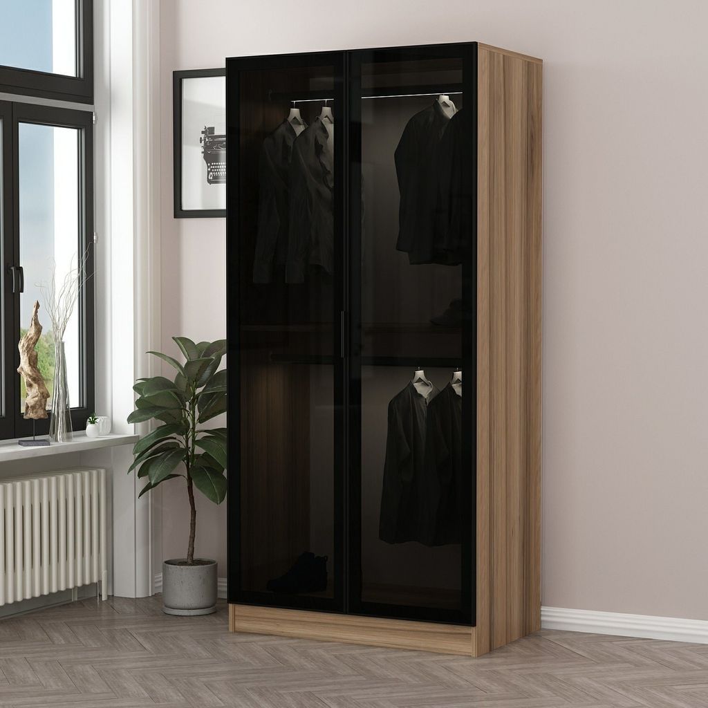 Skye Decor, Kale Glass Dark Grey1 - 210, Kleiderschrank, Dunkelgrau, 100 % MELAMINBESCHICHTETE SPANPLATTEN, 90 x 52 x 210 cm