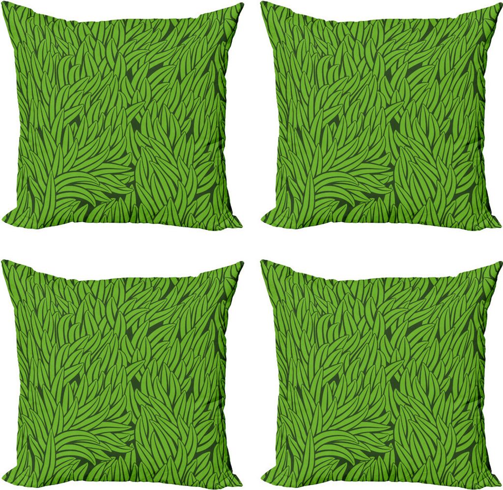 ABAKUHAUS Grün Kissenbezug Set (4 Stück), Grass Wachstum Zusammenfassung, Moderner Doppelseitiger Digitaldruck, 45 cm x 45 cm, Lindgrün Smaragd