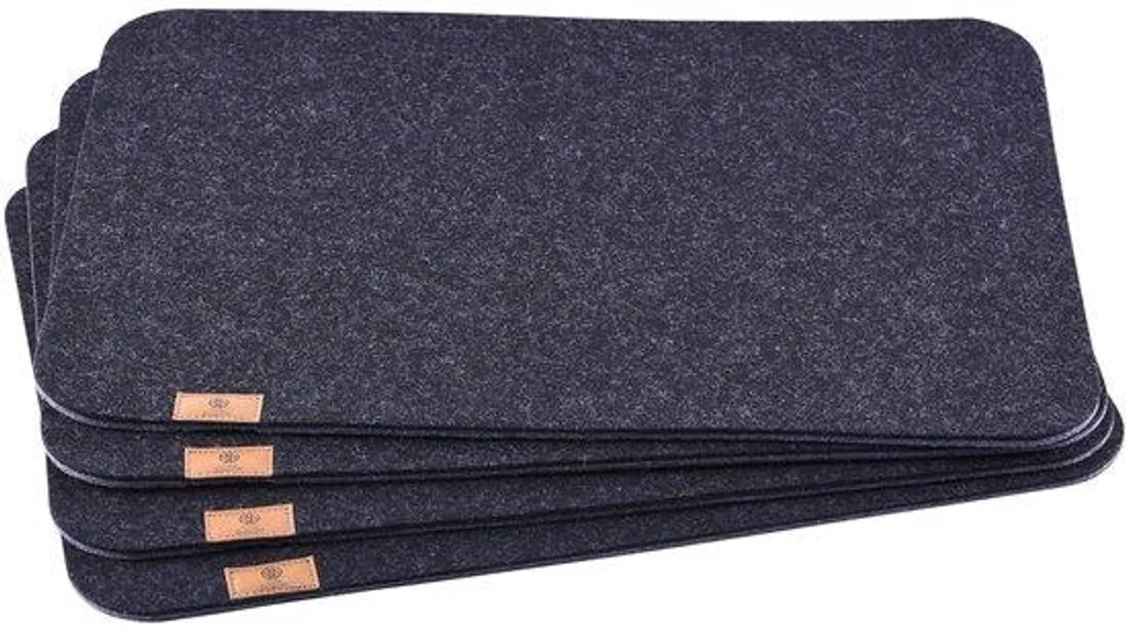 Sets de table en laine anti-rayure pour table en bois | 4 tapis noir