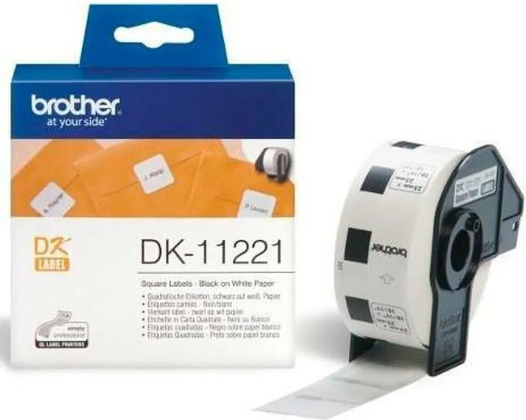Rouleau d'étiquettes carrées Brother 23x23 mm prédécoupées pour QL