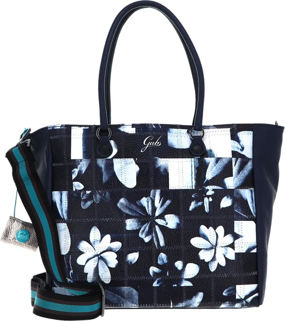 Grand sac Gabs Jessica en cuir bleu marine à motif floral Indaco Fiore