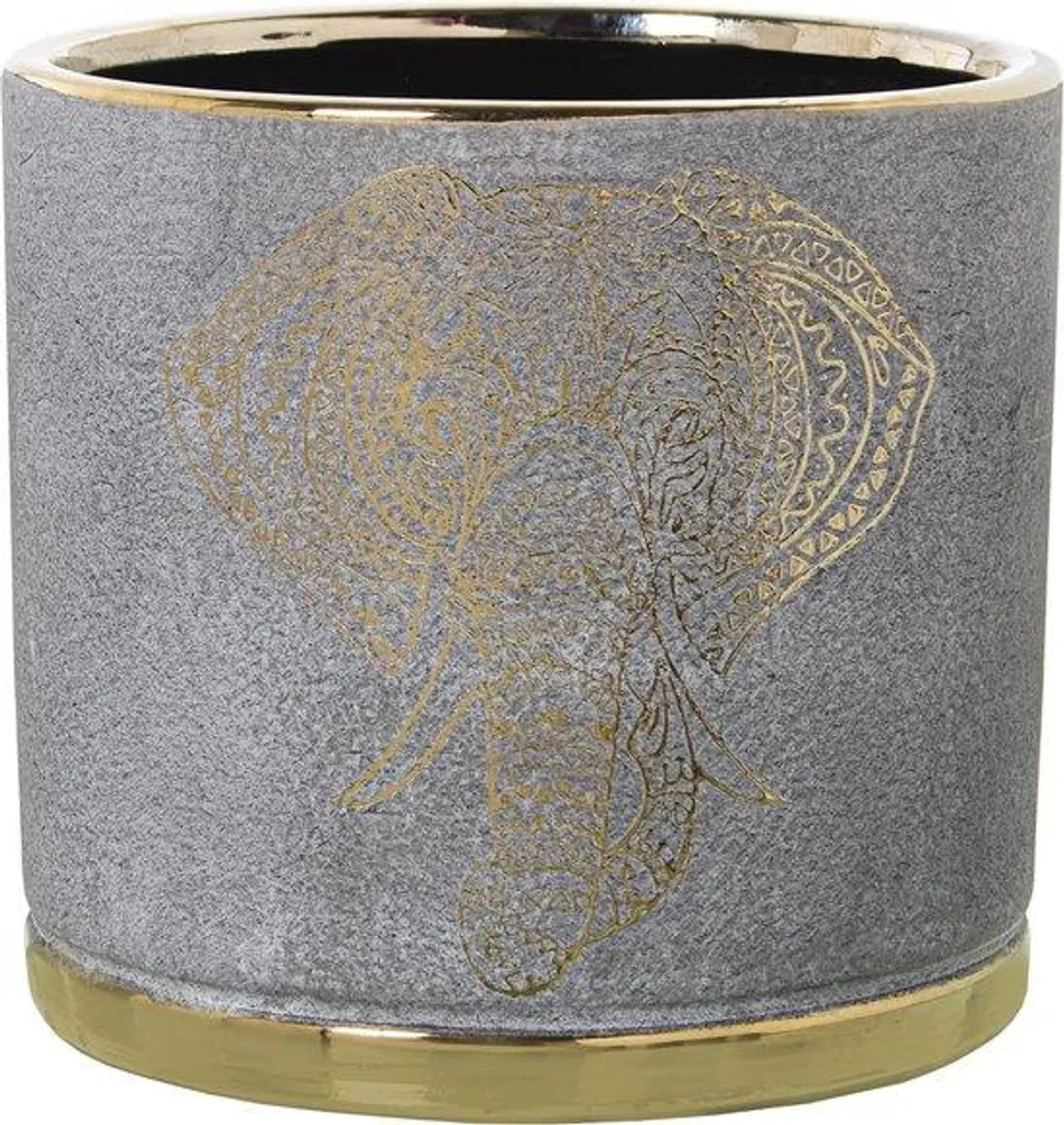 Pot de fleurs céramique vert et or 18 cm - Étanche et stable pour salon