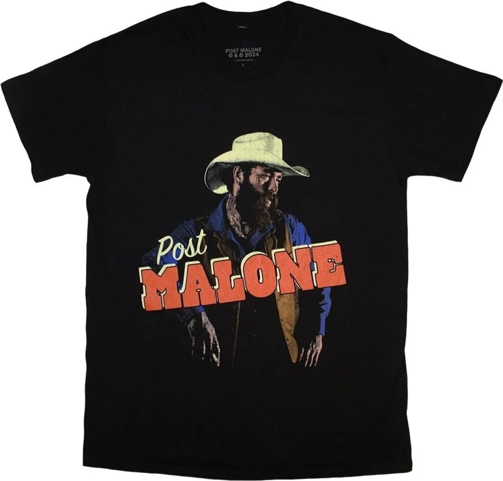 T-shirt Post Malone Cowboy Noir XL Idéal pour Concert et Streetwear Chic