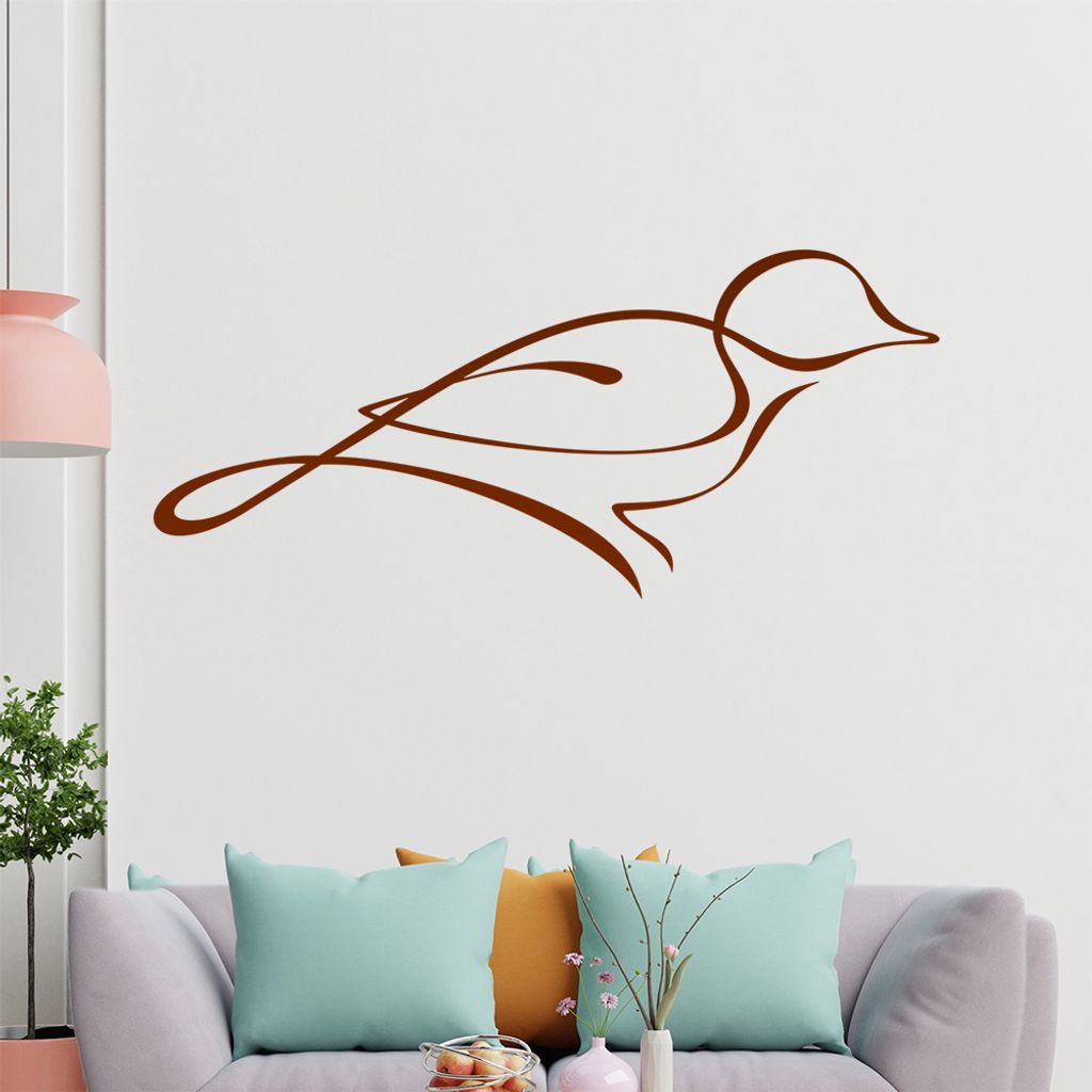 Kleiner Vogel Linien Wandtattoo in 6 Größen - Wandaufkleber Wall Sticker - Dekoration, Küche, Wohnzimmer, Schlafzimmer, Badezimmer