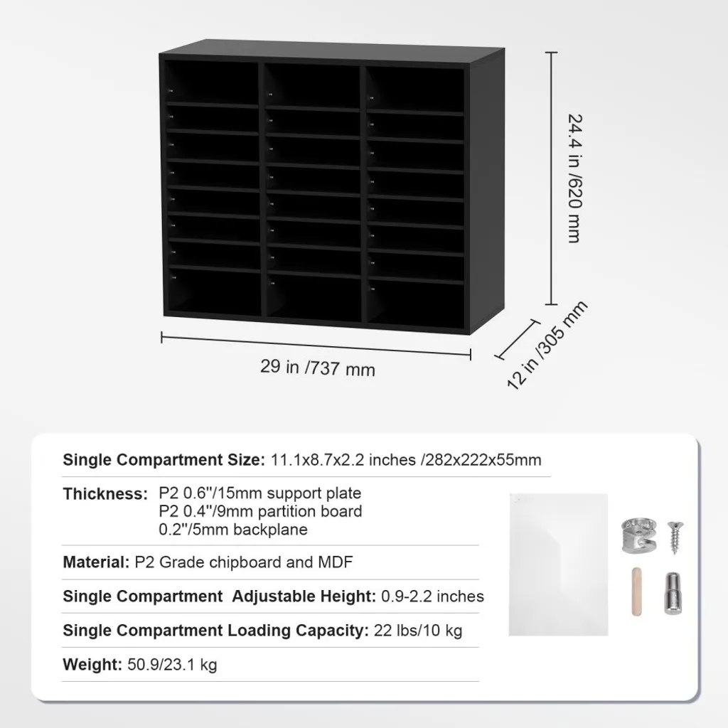 Rangement de bureau pour courrier A4 - Système de tri 24 cases réglable