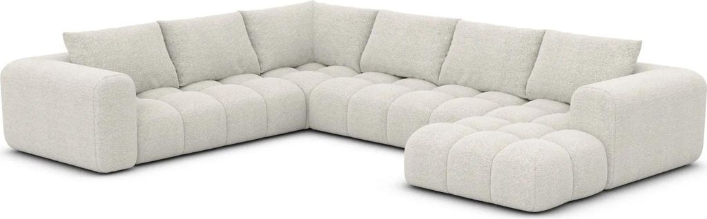 Bouclé U-Form XXL Wohnlandschaft Lavera Weiß Rechts