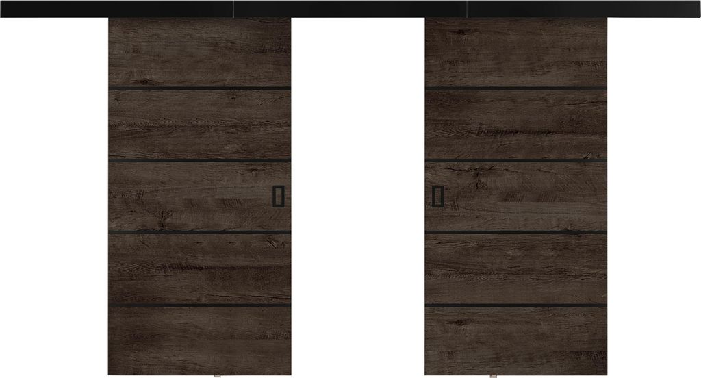 KIER FURNITURE Schiebetür Komplettset WERDI PLUS DUO Sliding Door, Raumteiler Schiebetür Esche Dunkel 172x205x1,6 cm