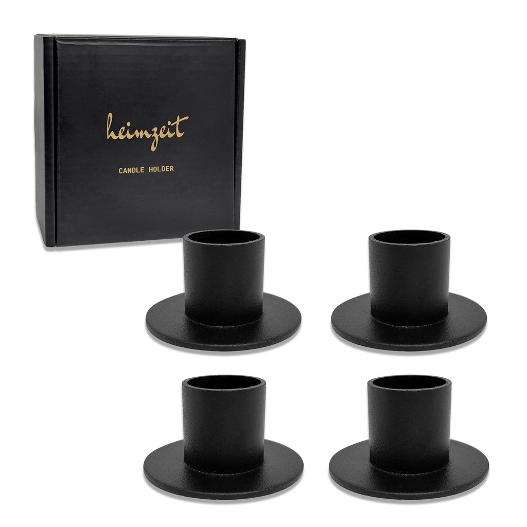 4x Kerzenhalter Eisen Schwarz Stabkerzen 25mm Kerzenständer Produktbild 