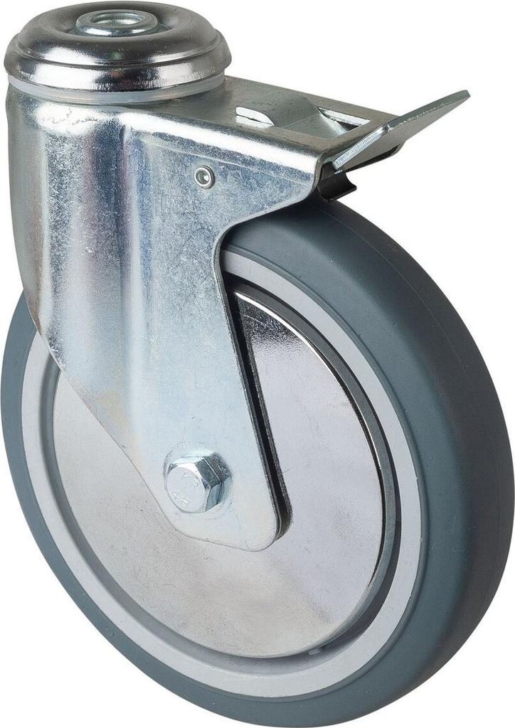 BS Rollen BS Schwere Apparaterolle C121, Lenkrolle Festst., Rad-Ø 150 mm, Tragkr. 100 kg, Kugellager, thermopl. Gummi grau