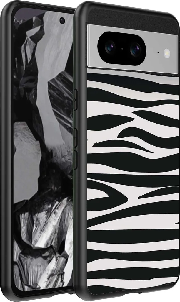 Custodia Google Pixel 8A Stampa Zebrata TPU | Cover Smartphonica Bianco Nero