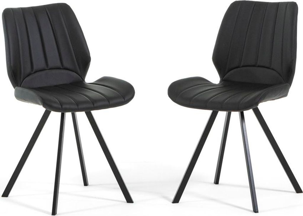 2er-Set Innenstühle aus Kunstleder mit schwarzen Metallbeinen – modernes und elegantes Design, ergonomisch, bequem und pflegeleicht, ideal für ...