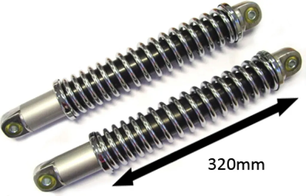 Paire de suspensions moto chromées 320mm ressort ouvert mod529