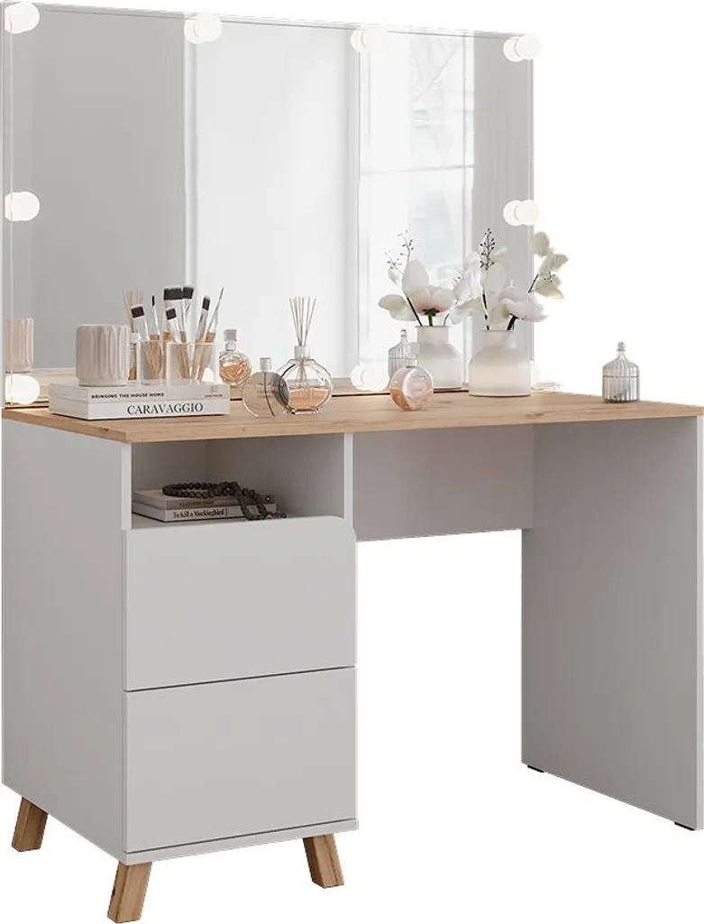 Coiffeuse Vicco Karen 110cm : Fini le manque de place et de lumière