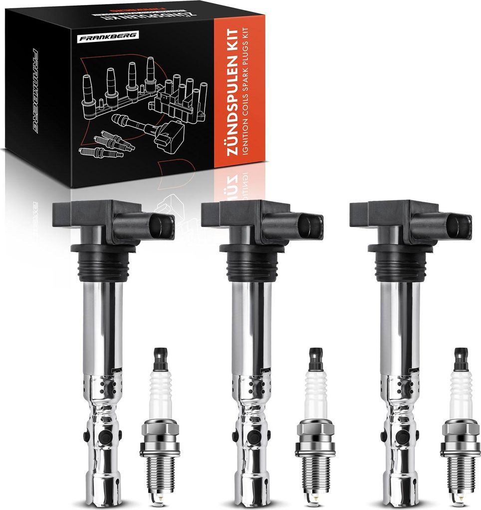 Frankberg 3x Zündspule+3x Zündkerze für VW Fox Schrägheck Polo Seat Ibiza III Skoda Fabia I Combi Praktik Stufenheck II
