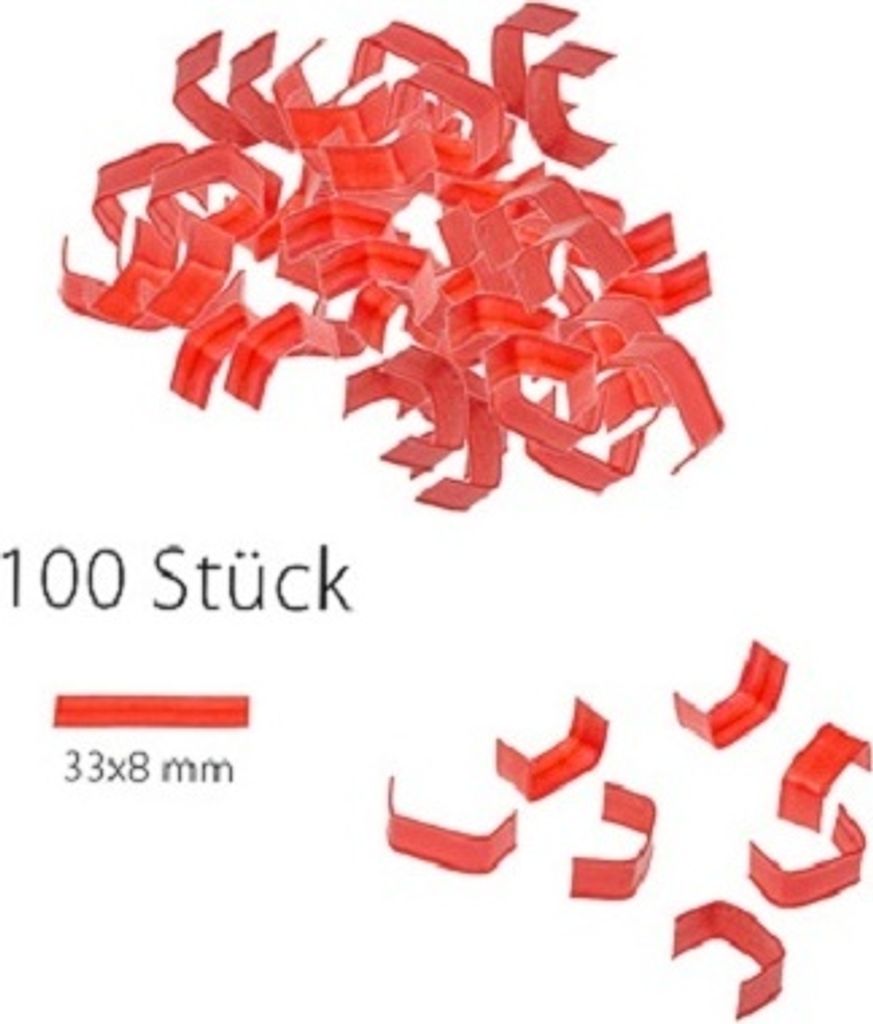 U-Clips 33 x 8 mm Rot Papier mit Metallbügel, 100 Stück