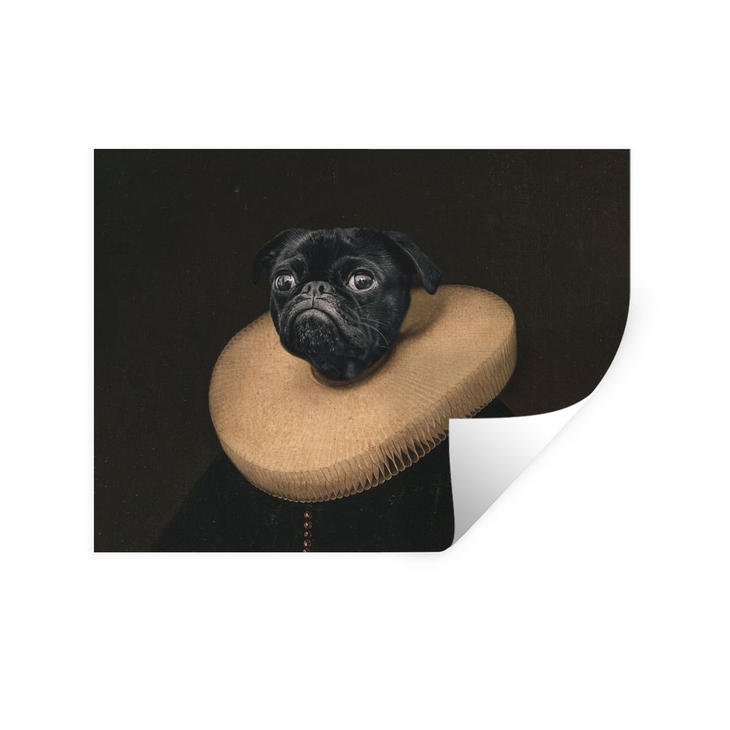 MuchoWow Wandtattoo Wandsticker Wandaufkleber Hund - Gemälde - Tierkopf 80x60 cm Selbstklebend und Repositionierbar - Faltenfrei