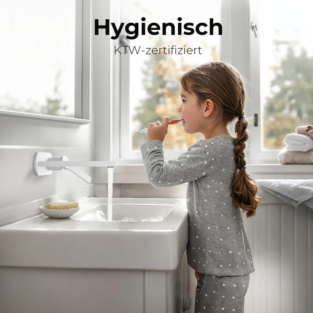 Rubinetto Lavabo EMKE Bianco Opaco - Sicuro e Facile da Pulire - 8