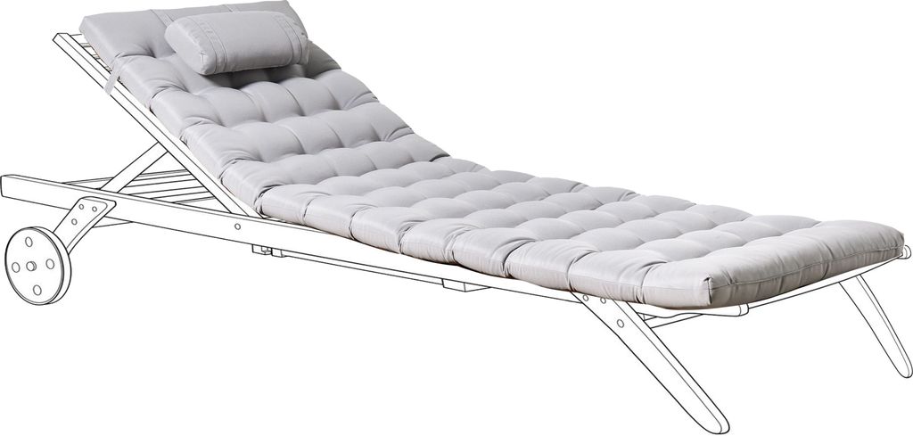 BELIANI Auflage für Gartenliege Hellgrau Stoff Gesteppt 192x56x5 cm UV-Beständig Modernes Design Liegenauflage mit Kissen und Befestigungsbändern