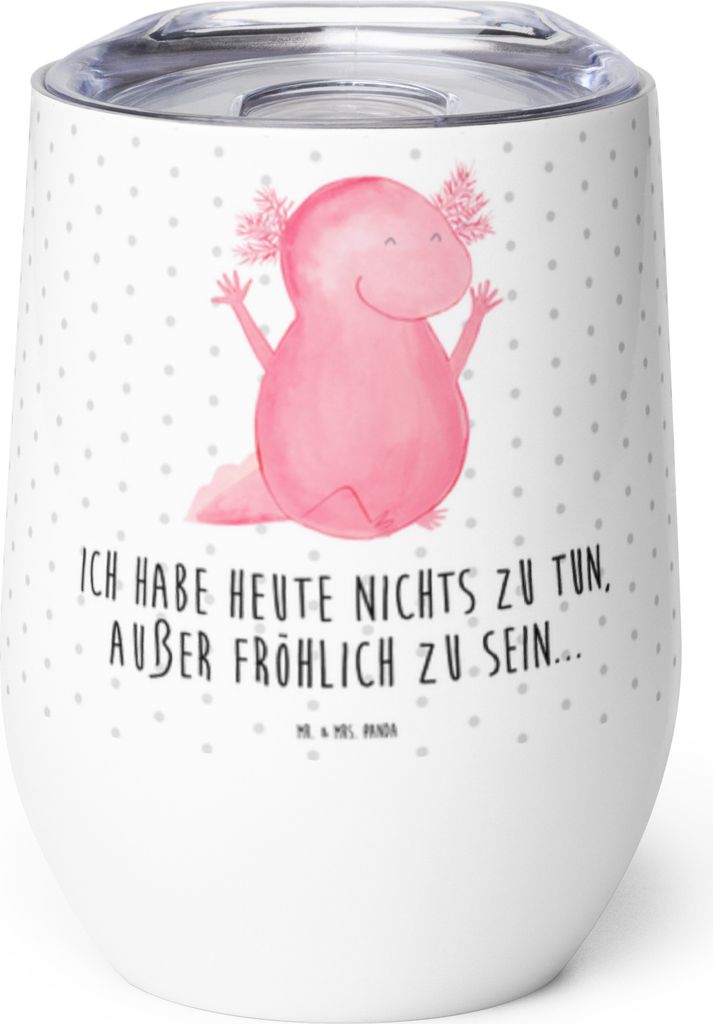 Mr. & Mrs. Panda thermosbecher Axolotl Hurra - Weiß - Geschenk, kaffee tasse, Edelstahlbecher, Lurch, Fröhlich, Thermobecher, Motivation, Thermo ...