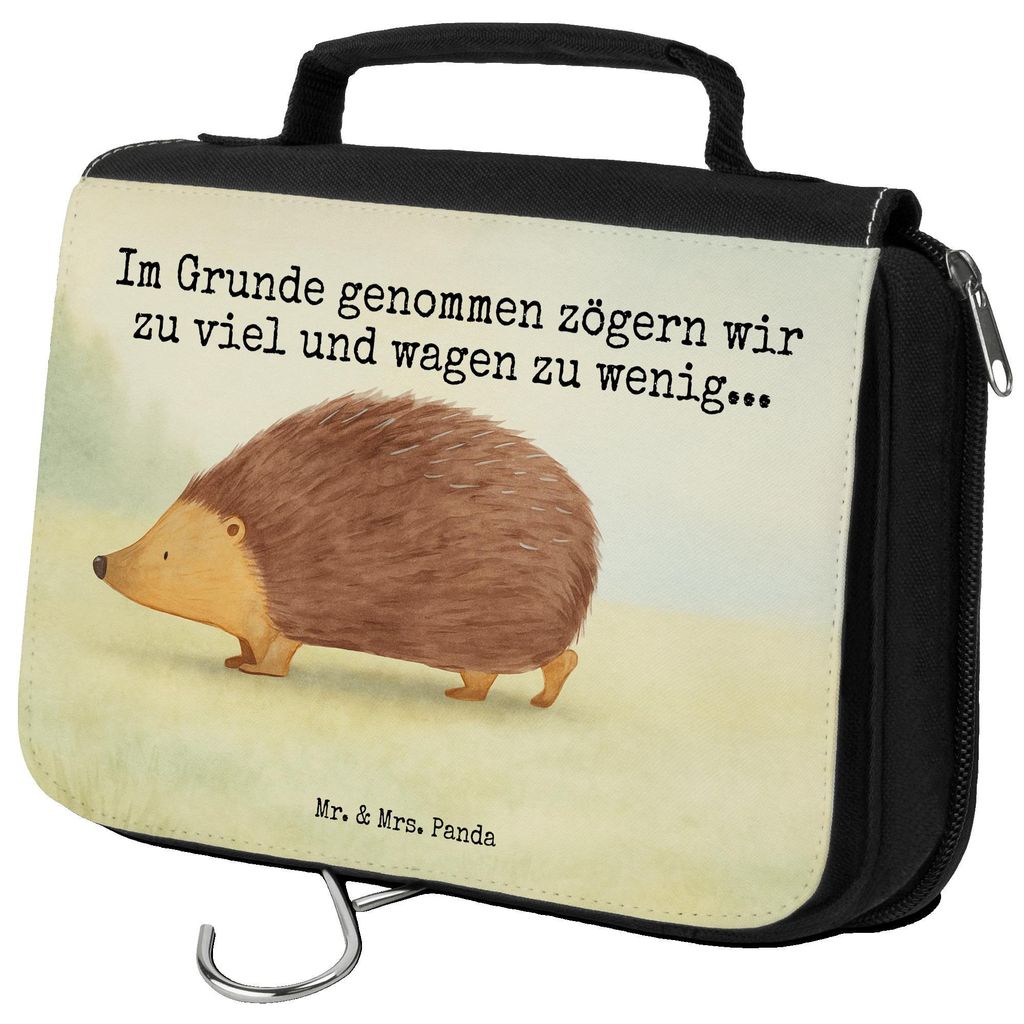 Mr. & Mrs. Panda Make-Up Tasche Igel Herzen Design - Weiß - Geschenk, beautycase, Liebe, Schminktasche, kosmetiktäschchen, Waschtasche, Lustige S...