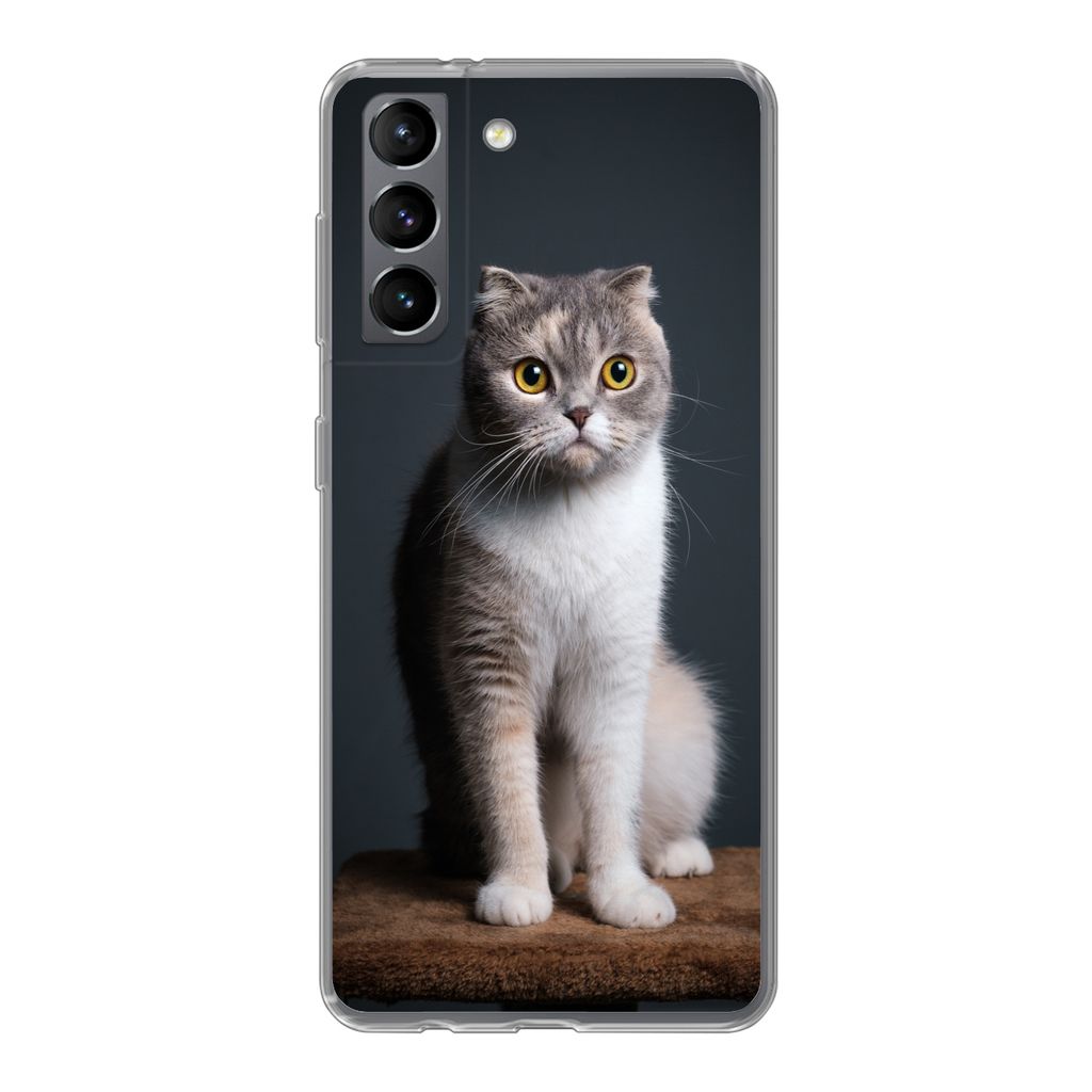 MuchoWow Handyhülle Schutzhülle Hülle für Samsung Galaxy S21 Katze - Haustiere - Licht Silikon Softcase Handy Hülle - Softcase