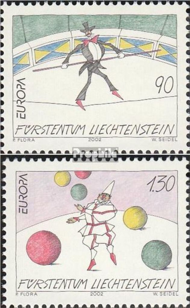Briefmarken Liechtenstein 2002 Mi 1283-1284 (kompl.Ausg.) gestempelt Zirkus