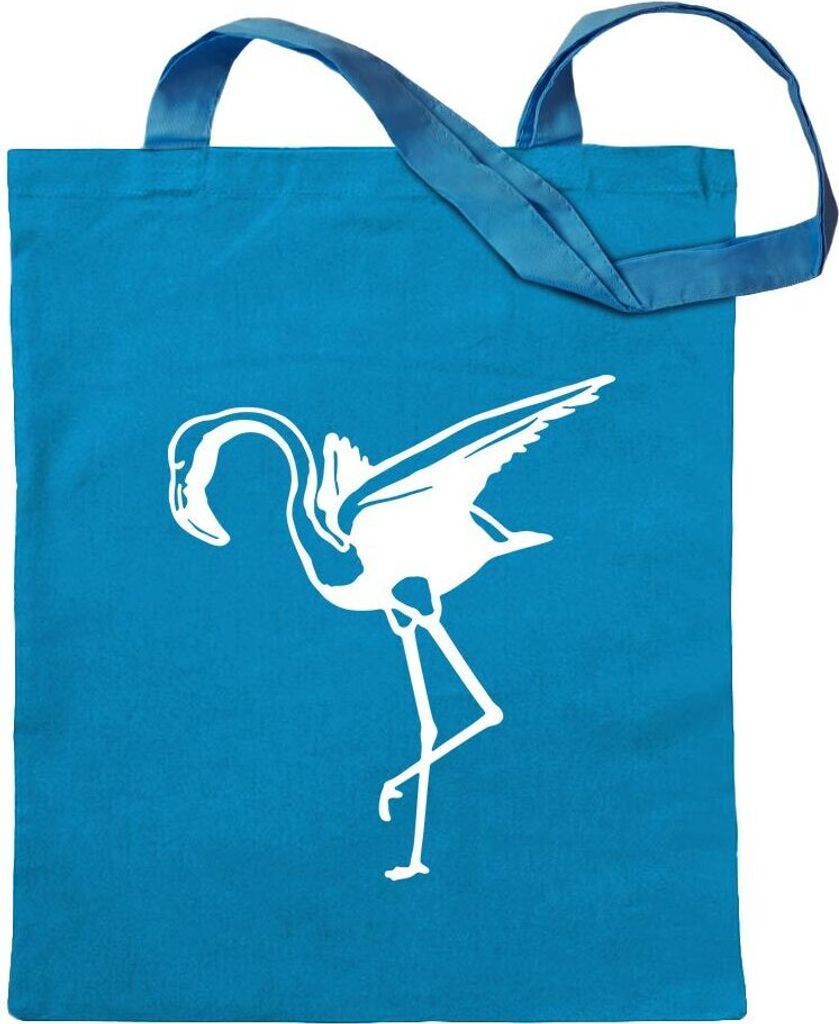 Kiwistar - Baumwolltasche - hellblau - Flamingo - rosa - Afrika - Tragetasche Stoffbeutel Umhängetasche langer Henkel