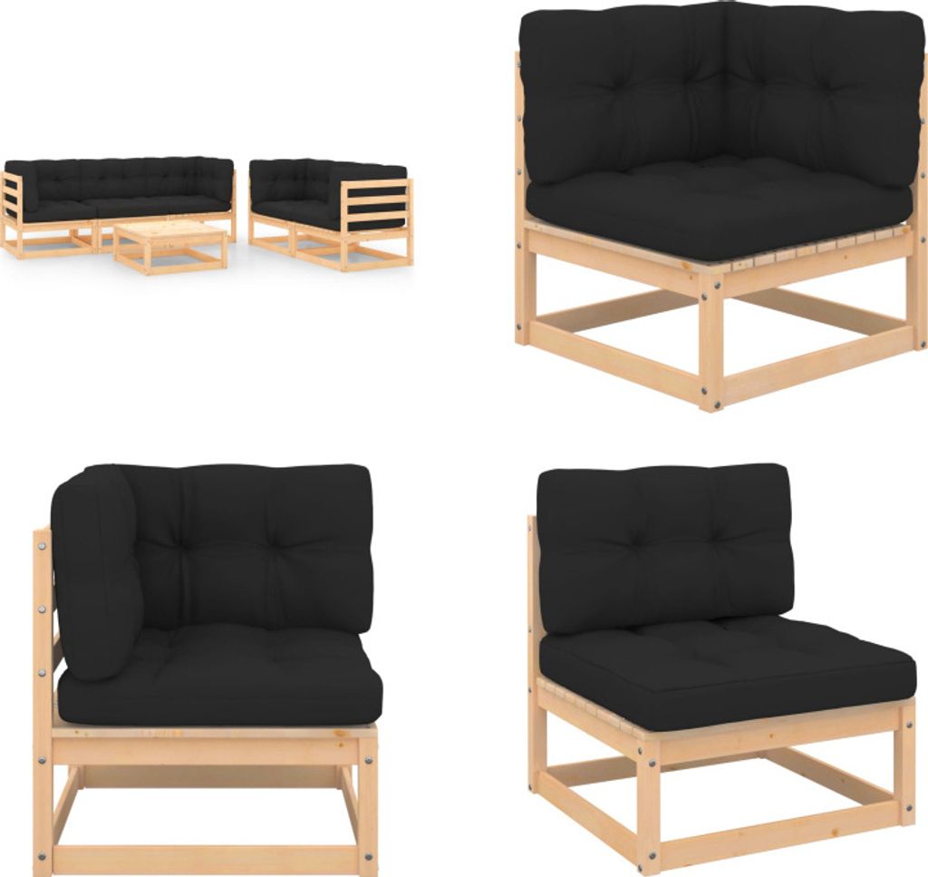 vidaXL 6 tlg. Garten Lounge Set mit Kissen Massivholz Kiefer - Gartenmöbel Set - Gartenmöbel Sets - Gartengarnitur - Gartengarnituren