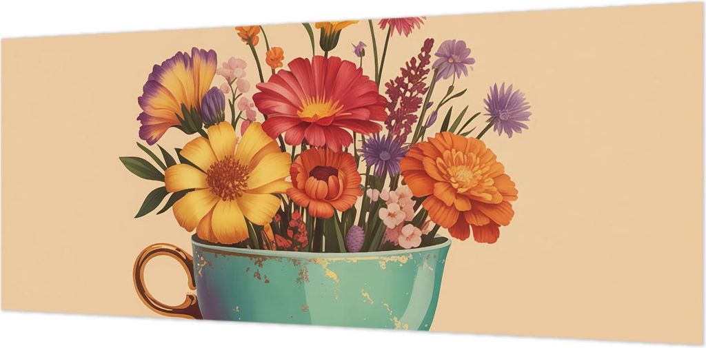 Wandtapete - Dekorative Tapete für Wohnzimmer- Tapetenfolie für Wanddekoration - 208x146 cm - Ein farbenfroher Blumenstrauß