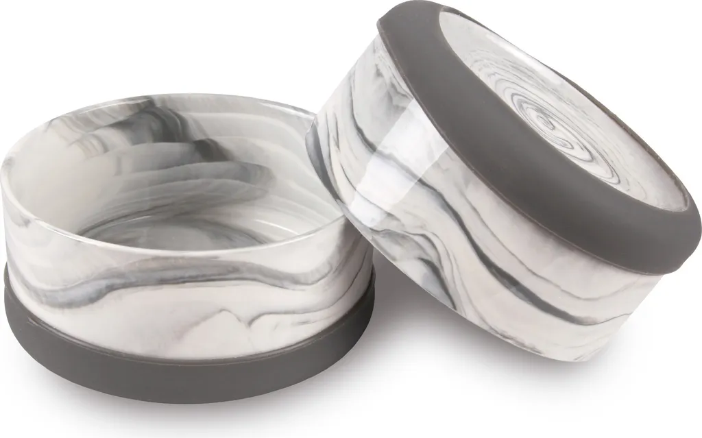 Set 2 Ciotole Ceramica Grigio 850ml per Cani - Base Antiscivolo Moderna