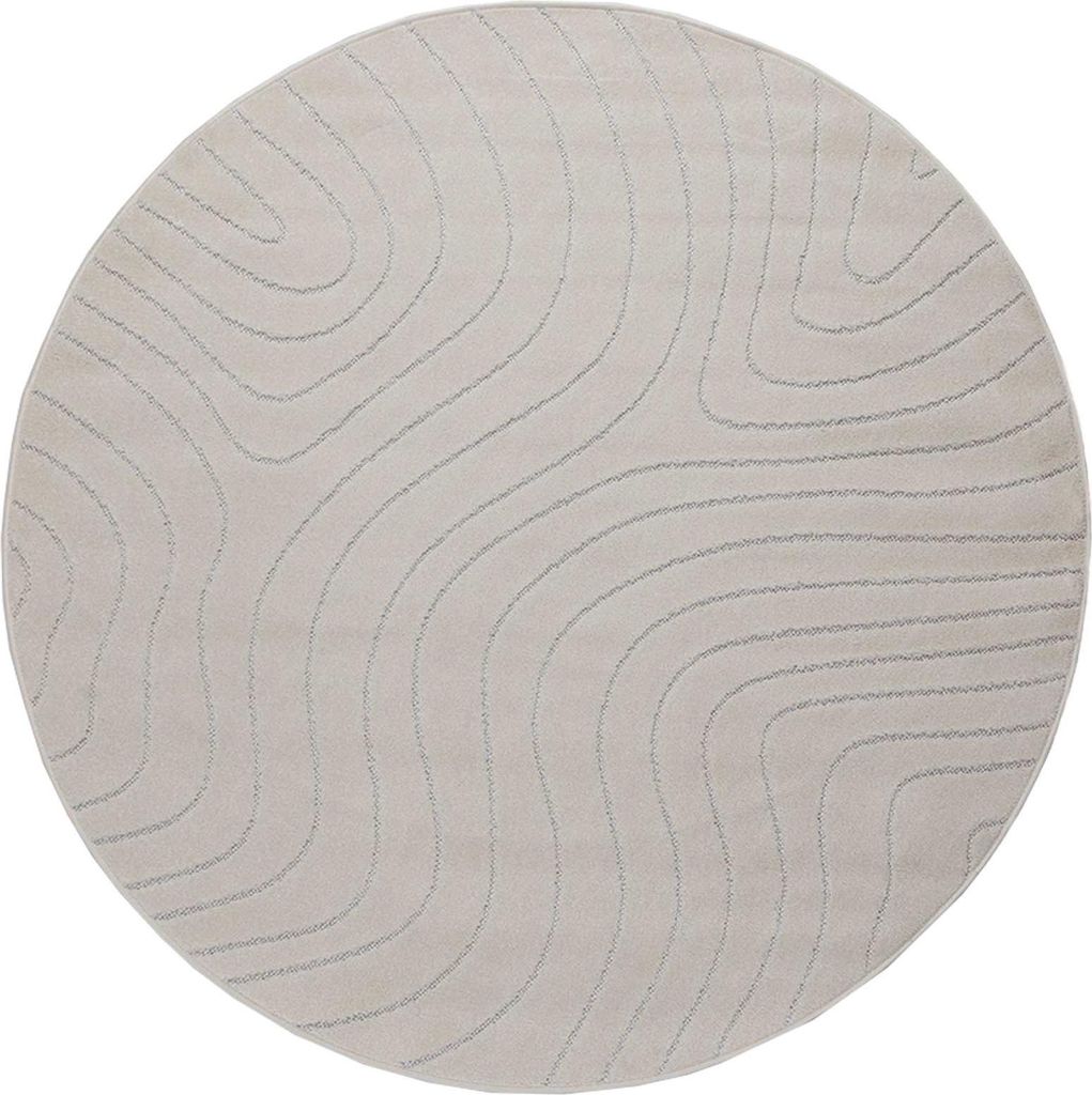 vidaXL Bereichsteppiche Rund PALMERAS Creme Ø 120 CM Polyester