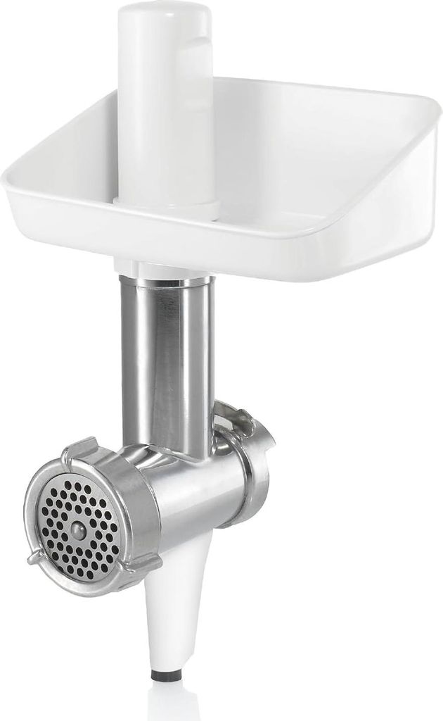 Bosch Fleischwolf MUZ5FW1, Fleischwolf-Aufsatz, Stopfer, Edelstahl Loch-Scheibe 4,5 mm, auch für Fisch und Gemüse, passend Küchenmaschine Serie 4