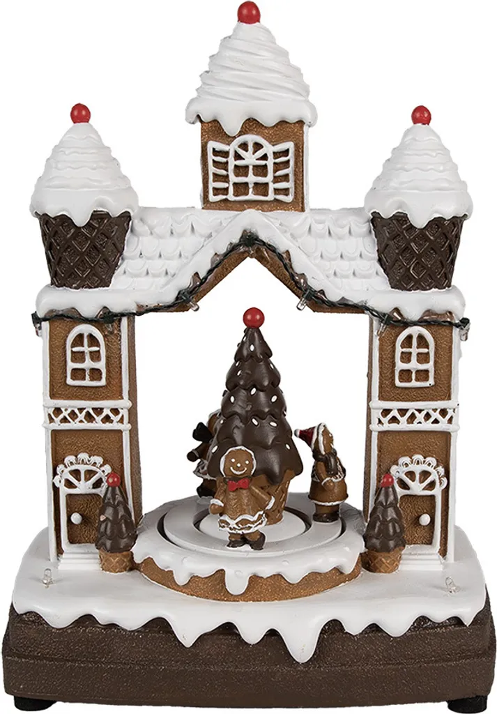 Scène de Noël Lumineuse et Musicale : Maison Pain d'Épices 27 cm LED