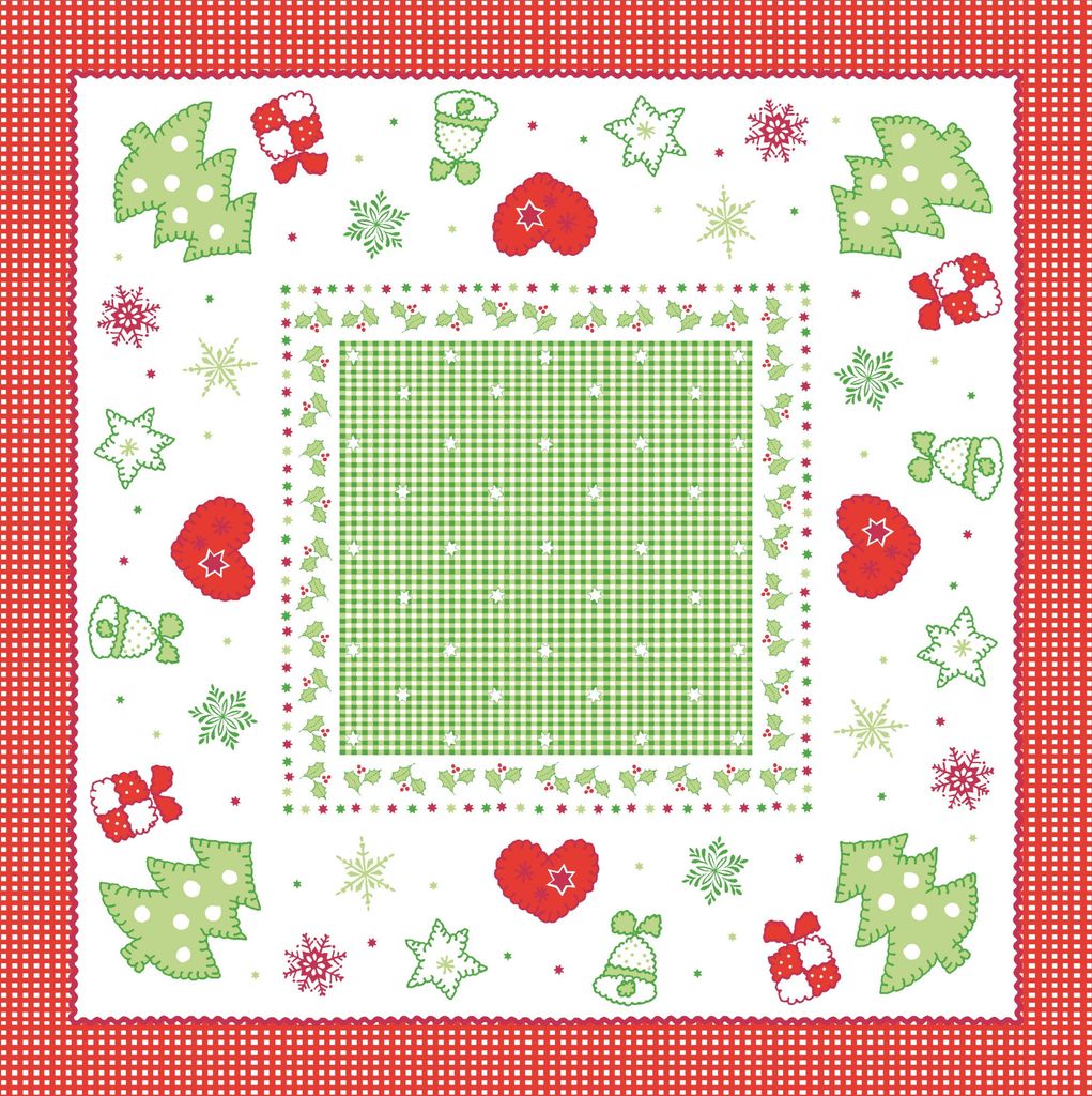 Sovie HORECA Weihnachtstischdecke Christmas in Rot-Grün aus Linclass Airlaid 80 x 80 cm, 20 Stück