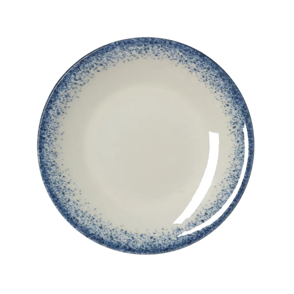 Piatti Piani VIDA Marina Set da 6 in Porcellana Blu e Bianca 23 cm
