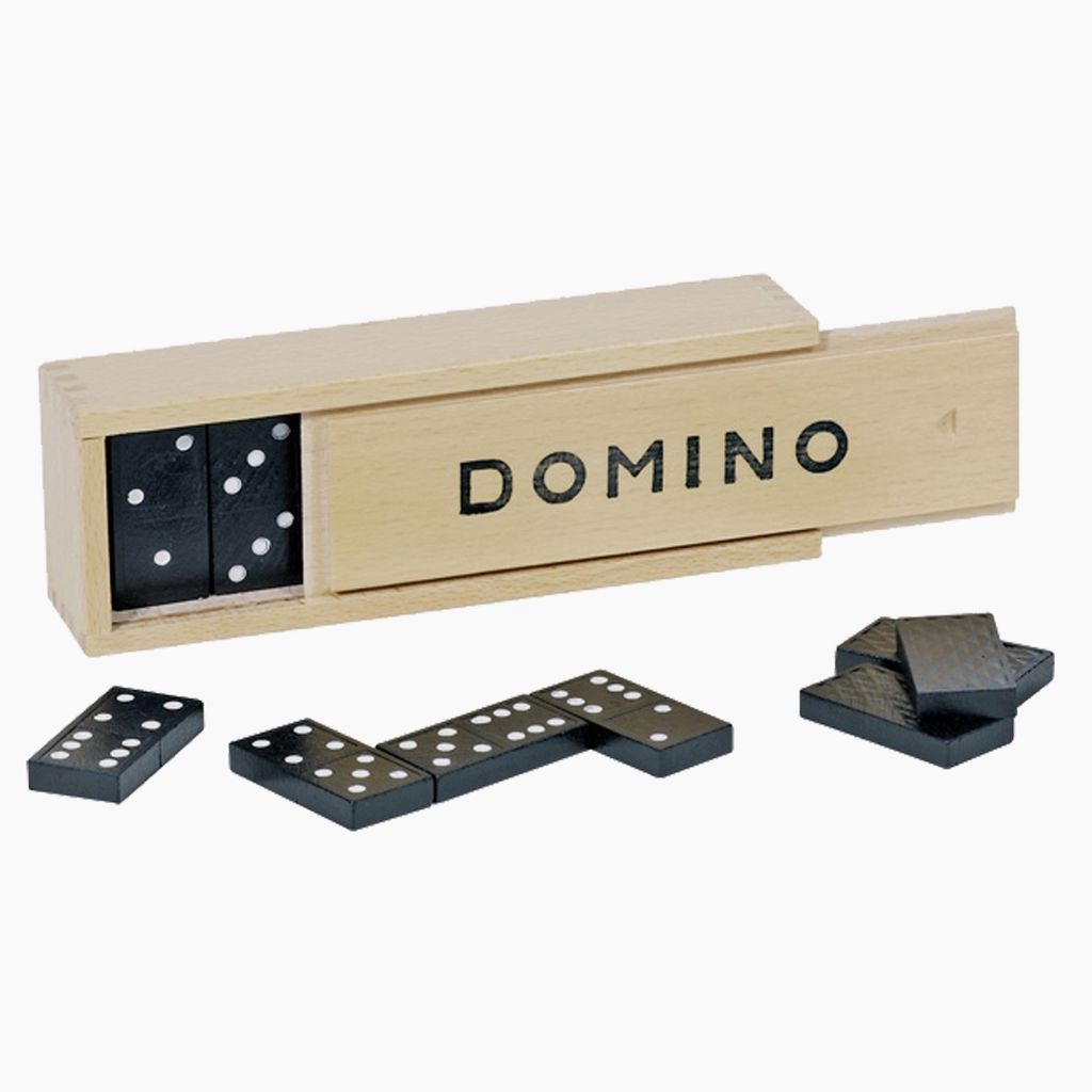 Dominospiel im Holzkasten