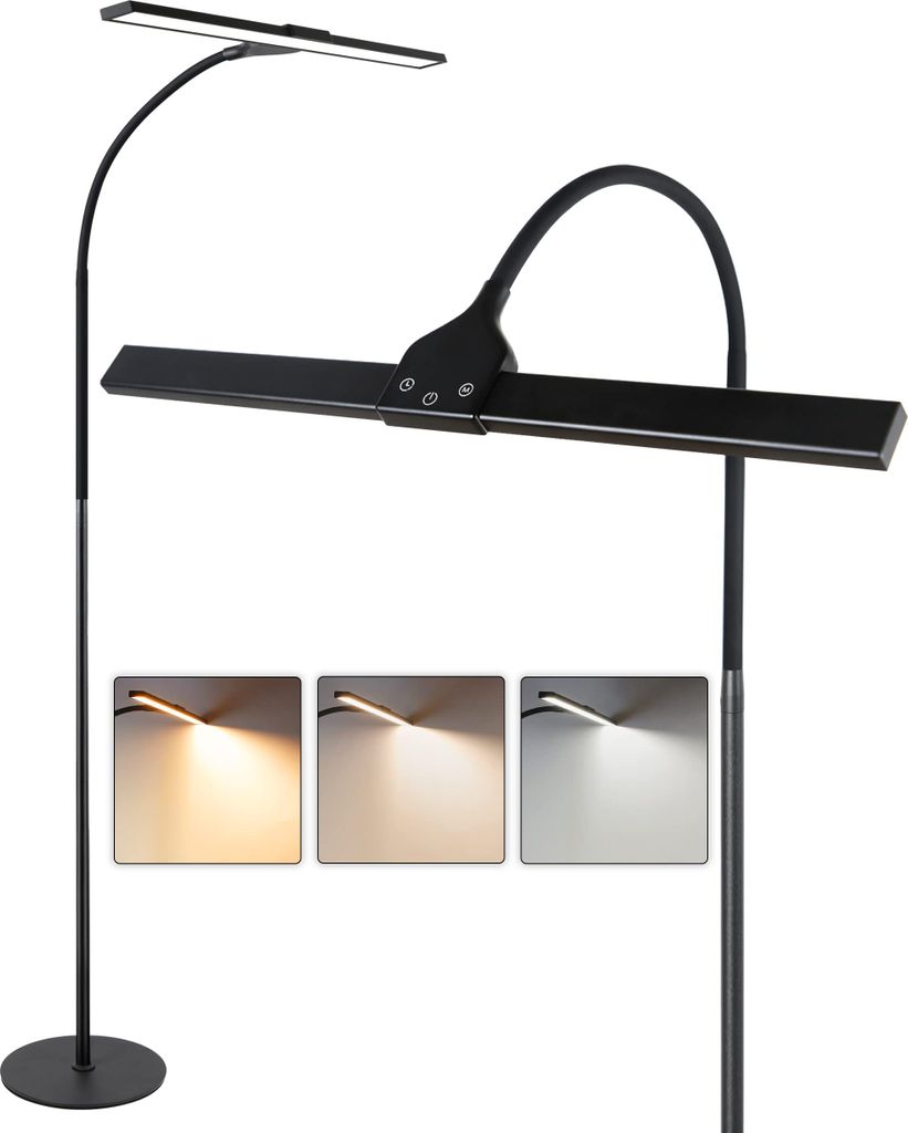 ZMH LED Stehlampe dimmbar Wohnzimmer Leselampe - Modern Stehleuchte 10W Touch Standleuchte mit Timer und Memoryfunktion Flexibler Schwanenhals Bele...