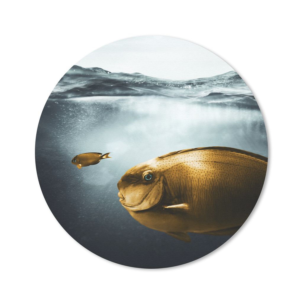 MuchoWow Mauspad Mousepad Meer - Fisch - Gold 40x40 cm - Mousepads - Maus Mat - Pad - Mausunterlage - Schreibtisch Accessoires