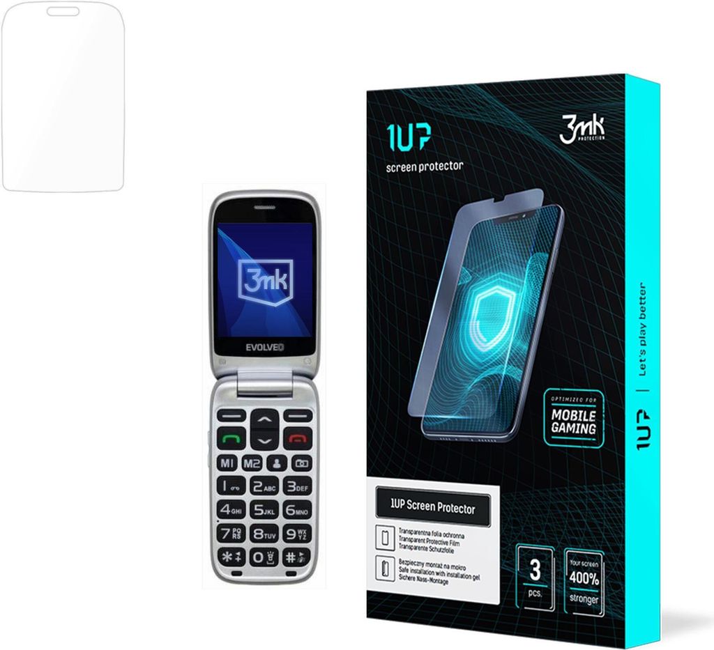 3mk Display Schutzfolie 1UP für Evolveo EasyPhone FS transparent Gaming (3 Stück)