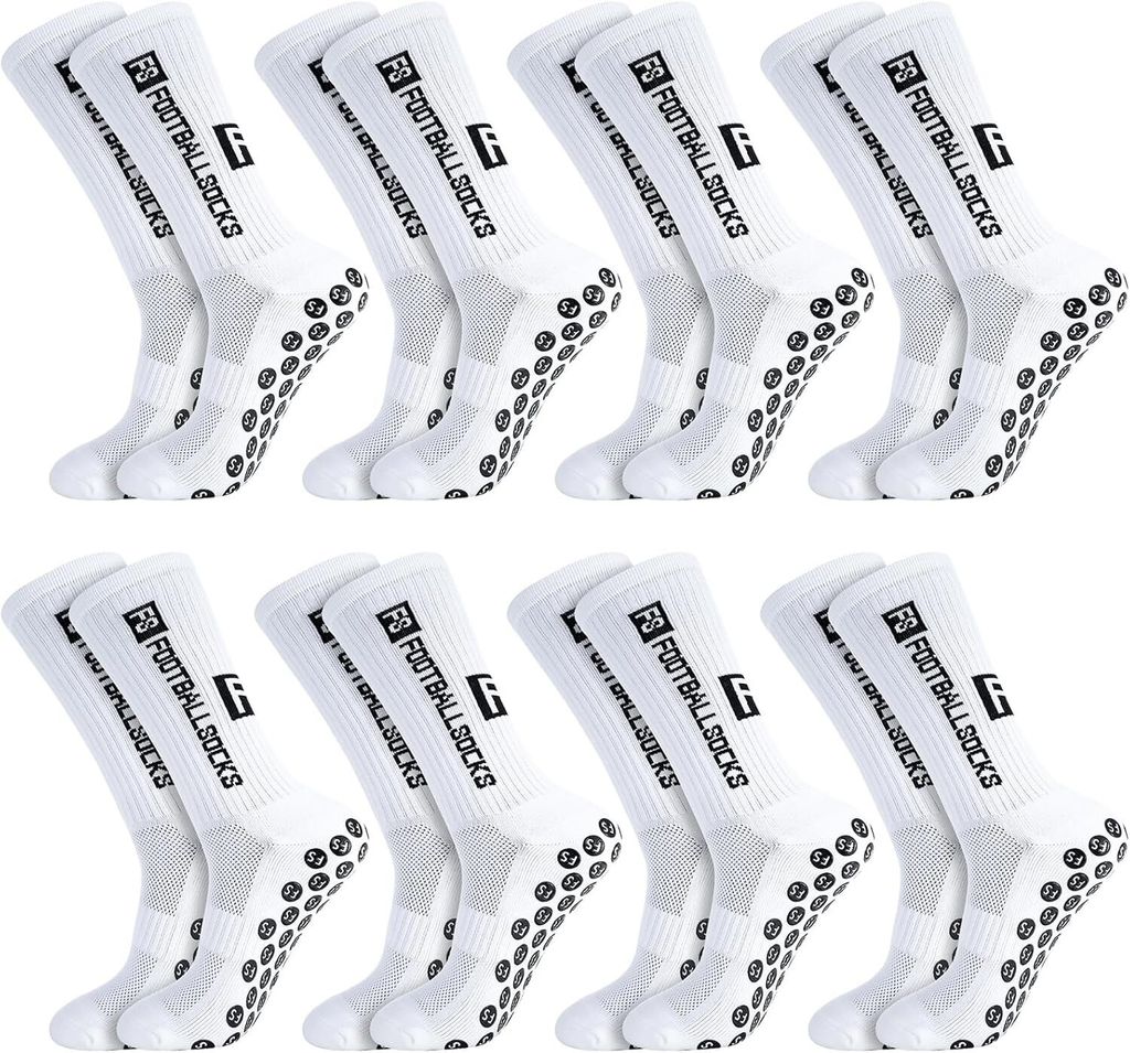 8 Paar Fußball Socken, Sportsocken 38-46 Anti Rutsch Grip Fussball Socken Rutschfeste Fußballsocken für Herren Damen Fussball Basketball Laufen