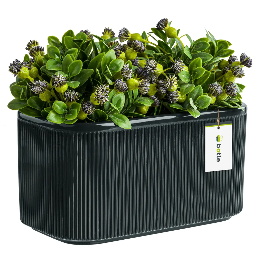 Pot de fleurs 25,5 cm finition glamour graphite brillant surface lisse