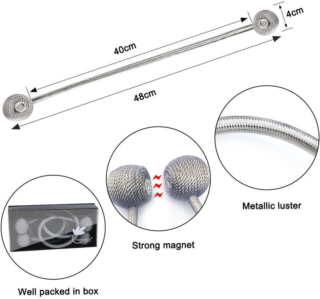 Magnetische Vorhang-Raffhalter – 2 Stück, Silber, Ohne Bohren, Mit Starken Magneten, Für Alle Vorhänge