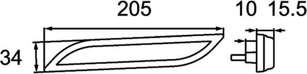 HELLA Seitenmarkierungsleuchte 2PS 013 307-051 Links 205mm 34mm 16mm