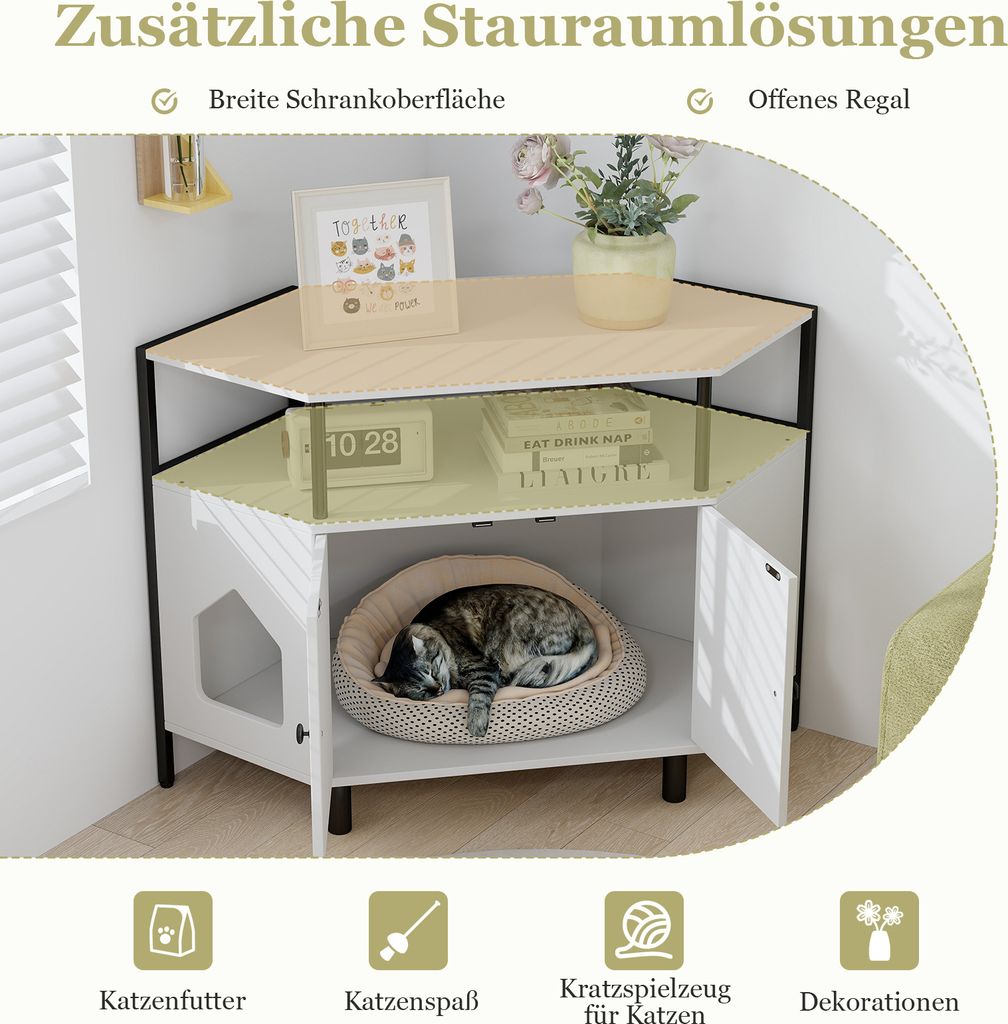 COSTWAY Katzenschrank Katzentoilette für Ecke, Katzenhaus Produktbild 4