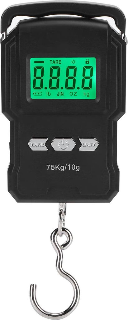 Tragbare Digitalwaage Digitalanzeige Hängehaken Elektronische Waage mit Maßband 75kg