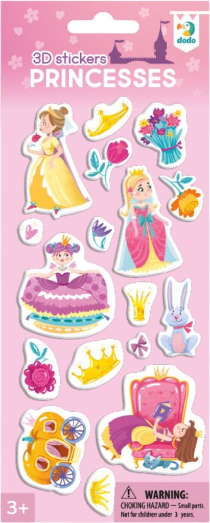 3D „Prinzessin“-Aufkleber für Kinder, 17 Aufkleber-Set