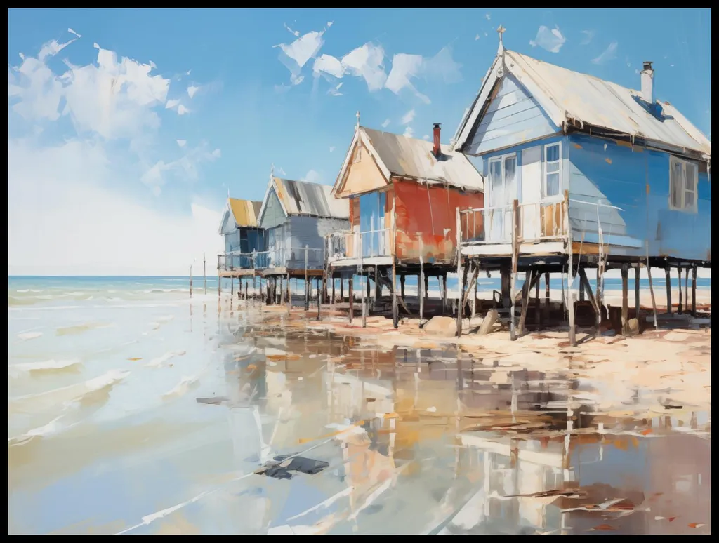Affiche de Mer Grand Format 100x75 - Impression Haute Qualité Cabanes