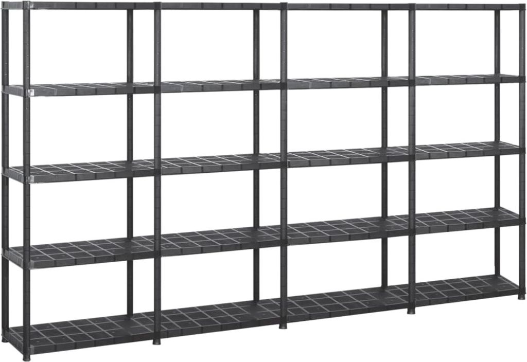 "2026 Promotion" Lagerregal mit 5 Böden Schwarz 284x38x170 cm Kunststoff - Lager- & Regalsysteme CC3486